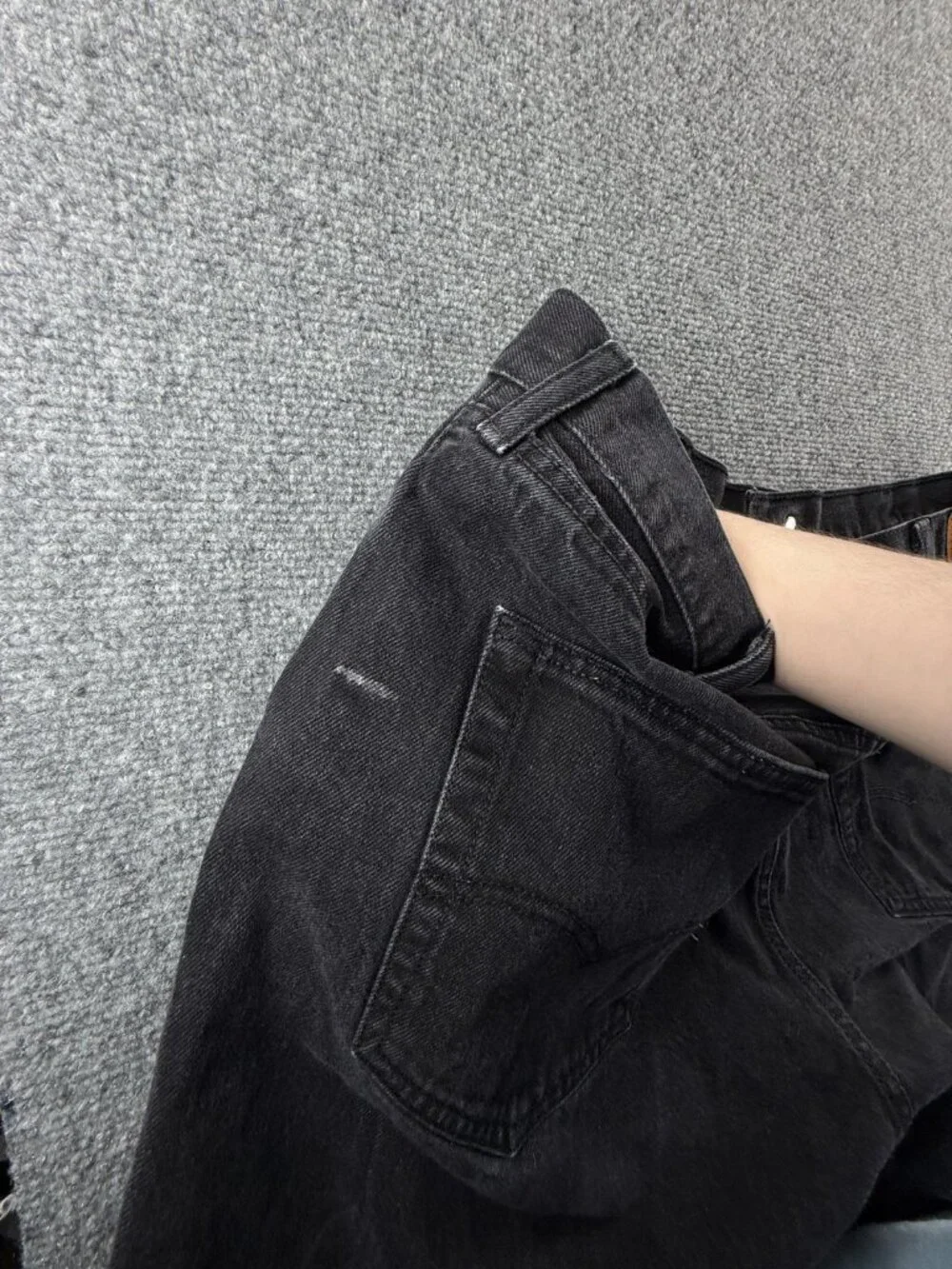 Levis 501 Jorts Jean Shorts Black Charcoal Wash Size 40 Cotton Blend Button Fly